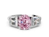 White gold Fancy Pink Oval Cut Diamond Engagement Ring with Baguette Side Stones and Channel Set Band_32