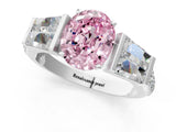 White gold Fancy Pink Oval Cut Diamond Engagement Ring with Baguette Side Stones and Channel Set Band_33