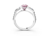 White gold Fancy Pink Oval Cut Diamond Engagement Ring with Baguette Side Stones and Channel Set Band_35