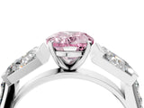 White gold Fancy Pink Oval Cut Diamond Engagement Ring with Baguette Side Stones and Channel Set Band_36