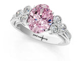 White gold Fancy Pink Oval  Cut Diamond Engagement Ring with Bezel Set Round Side Stones and Prong Setting_50