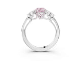 White gold Fancy Pink Oval  Cut Diamond Engagement Ring with Bezel Set Round Side Stones and Prong Setting_52