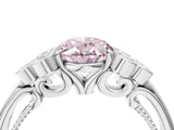 White gold Fancy Pink Oval  Cut Diamond Engagement Ring with Bezel Set Round Side Stones and Prong Setting_53