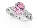 14K White Gold 2.51 Carat Pink VVS2 Oval Diamond Engagement Ring with Pavé Band and Four-Prong Setting