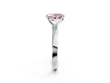 White gold Fancy Pink Oval Cut Diamond Engagement Ring with Side Stone Accents and Four-Prong Setting_14