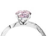 White gold Fancy Pink Oval Cut Diamond Engagement Ring with Side Stone Accents and Four-Prong Setting_16