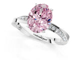 White gold Fancy Pink Oval Cut Diamond Engagement Ring with Side Stone Accents and Four-Prong Setting_25