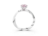 White gold Fancy Pink Oval Cut Diamond Engagement Ring with Side Stone Accents and Four-Prong Setting_27