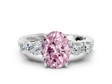 White gold Fancy Pink Oval  Cut Diamond Five-Stone Prong Set White Gold Ring_32