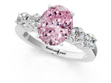 White gold Fancy Pink Oval  Cut Diamond Five-Stone Prong Set White Gold Ring_33