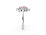 White gold Fancy Pink Oval Cut Diamond Floral Double Halo Engagement Ring with Prong Setting_123