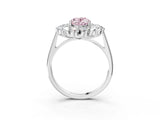 White gold Fancy Pink Oval Cut Diamond Floral Double Halo Engagement Ring with Prong Setting_52