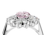 White gold Fancy Pink Oval Cut Diamond Floral Double Halo Engagement Ring with Prong Setting_53