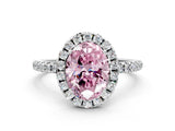 White gold Fancy Pink Oval  Cut Diamond Floral Halo Engagement Ring with Pavé Band and Prong Setting_49