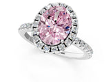 White gold Fancy Pink Oval  Cut Diamond Floral Halo Engagement Ring with Pavé Band and Prong Setting_50