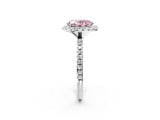 White gold Fancy Pink Oval  Cut Diamond Floral Halo Engagement Ring with Pavé Band and Prong Setting_51