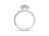 White gold Fancy Pink Oval  Cut Diamond Floral Halo Engagement Ring with Pavé Band and Prong Setting_52