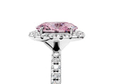 White gold Fancy Pink Oval  Cut Diamond Floral Halo Engagement Ring with Pavé Band and Prong Setting_54