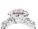 White gold Fancy Pink Oval  Cut Diamond Floral Halo Engagement Ring with Shared Prong Setting 5