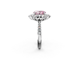 White gold Fancy Pink Oval  Cut Diamond Floral Halo Pave Band with Prong Setting_39