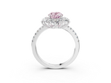 White gold Fancy Pink Oval  Cut Diamond Floral Halo Pave Band with Prong Setting_39