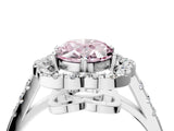 White gold Fancy Pink Oval Cut Diamond Floral Halo Split Shank Prong Setting Ring_4