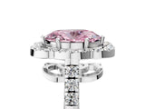 White gold Fancy Pink Oval Cut Diamond Floral Halo Split Shank Prong Setting Ring_5