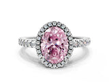 White gold Fancy Pink Oval Cut Diamond Halo Engagement Ring with Pavé Band and Prong Setting_39
