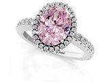 White gold Fancy Pink Oval Cut Diamond Halo Engagement Ring with Pavé Band and Prong Setting_40