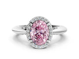 White gold Fancy Pink Oval  Cut Diamond Halo Engagement Ring with Split Shank and Four-Prong Setting_90