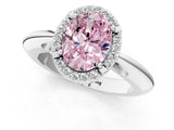 White gold Fancy Pink Oval  Cut Diamond Halo Engagement Ring with Split Shank and Four-Prong Setting_91
