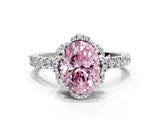 White gold Fancy Pink Oval Cut Diamond Halo Pave Band with Four-Prong Setting_3