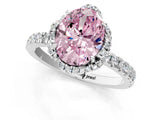 White gold Fancy Pink Oval Cut Diamond Halo Pave Band with Four-Prong Setting_4