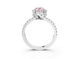 White gold Fancy Pink Oval Cut Diamond Halo Pave Band with Four-Prong Setting_6