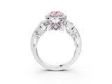 White gold Fancy Pink Oval Cut Diamond Halo Ring with Milgrain Pavé Band and Four-Prong Setting_86