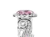 White gold Fancy Pink Oval Cut Diamond Halo Ring with Milgrain Pavé Band and Four-Prong Setting_88