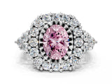 White gold Fancy Pink Oval Cut Diamond Halo Ring with Pavé Band and Four-Prong Setting_53