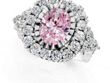 White gold Fancy Pink Oval Cut Diamond Halo Ring with Pavé Band and Four-Prong Setting_54