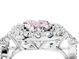 White gold Fancy Pink Oval Cut Diamond Halo Ring with Pavé Band and Four-Prong Setting_57