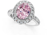 White gold Fancy Pink Oval Cut Diamond Halo Ring with Pavé Band and Prong Setting_13