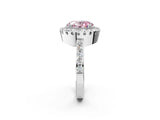 White gold Fancy Pink Oval Cut Diamond Halo Ring with Pavé Band and Prong Setting_14