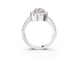 White gold Fancy Pink Oval Cut Diamond Halo Ring with Pavé Band and Prong Setting_15