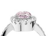 White gold Fancy Pink Oval Cut Diamond Halo Ring with Pavé Band and Prong Setting_16
