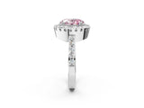 White gold Fancy Pink Oval Cut Diamond Halo Ring with Pavé Band and Prong Setting_2