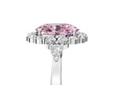 White gold Fancy Pink Oval Cut Diamond Halo Ring with Pear Side Stones and Prong Setting_95