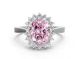 White gold Fancy Pink Oval  Cut Diamond Halo Ring with Round Brilliant Halo and Solitaire Band_77