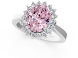 White gold Fancy Pink Oval  Cut Diamond Halo Ring with Round Brilliant Halo and Solitaire Band_78
