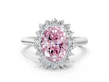 White gold Fancy Pink Oval  Cut Diamond Halo Ring with Solitaire Band and Prong Setting_53