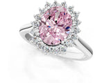 White gold Fancy Pink Oval  Cut Diamond Halo Ring with Solitaire Band and Prong Setting_54