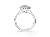 White gold Fancy Pink Oval  Cut Diamond Halo Ring with Solitaire Band and Prong Setting_56